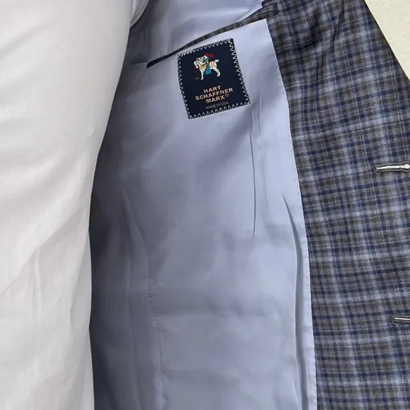 Hart Schaffner Marx Grey Check Sport Coat 44R